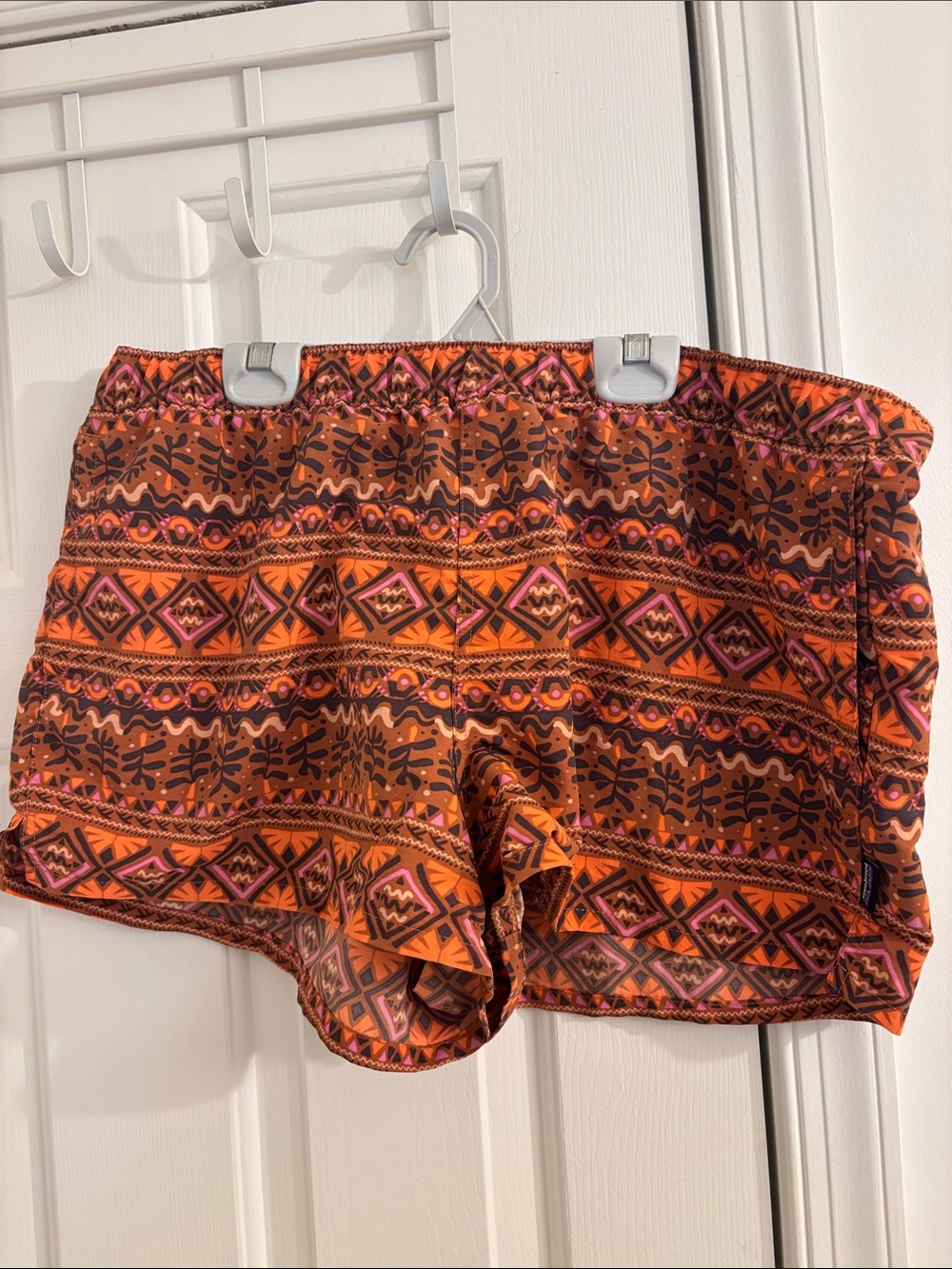 Women's Orange Aztec Print Casual Shorts